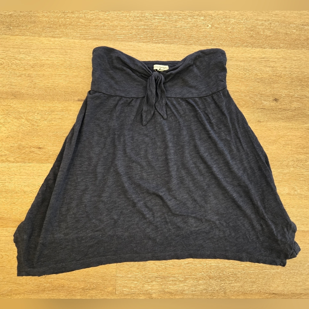 American Eagle Y2K Navy Blue Strapless Babydoll Flowy Shirt - Size Medium